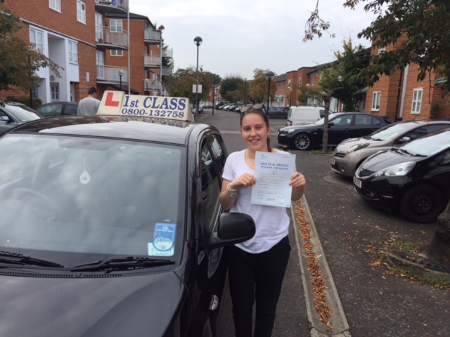 Lillie with Driving test pass certificate